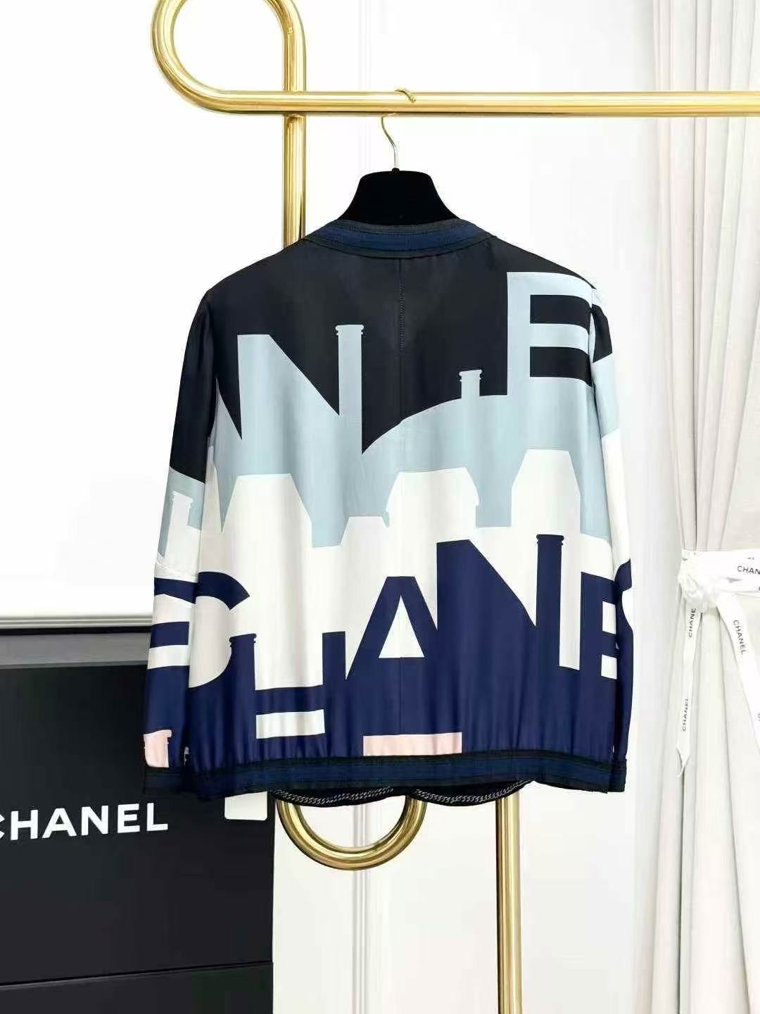 Chanel 20S Rooftop Collection Letter-Print Silk Blouse