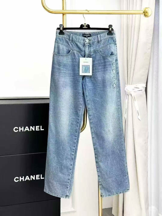 Chanel Best-Selling 25M Coco Beach Logo Blue Denim Jeans