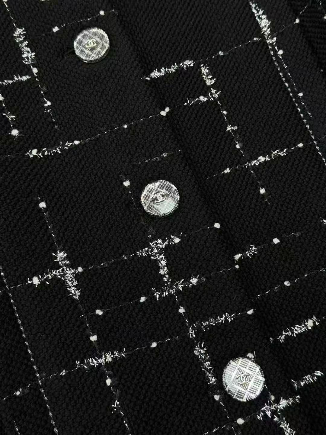 Chanel 21K Black and Silver Meteor Long Coat