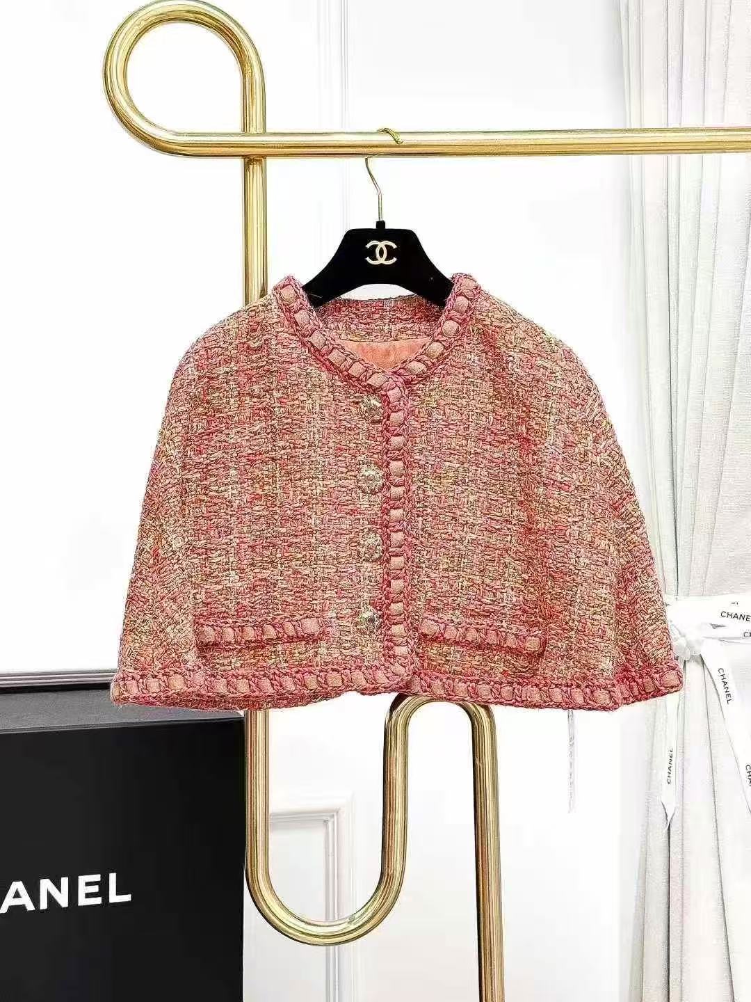Chanel Roma Collection Orange Melange Knit Cape Dress Set
