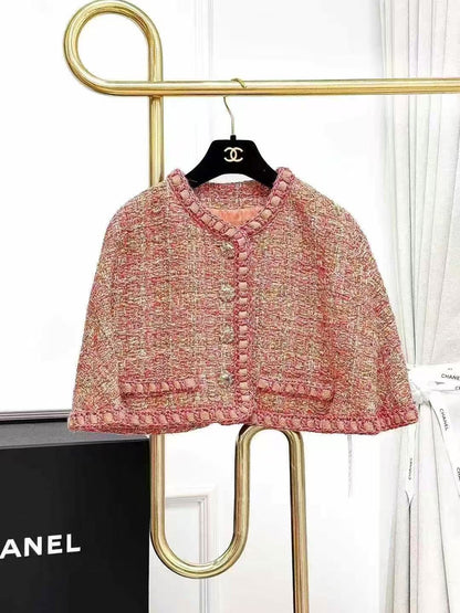 Chanel Roma Collection Orange Melange Knit Cape Dress Set