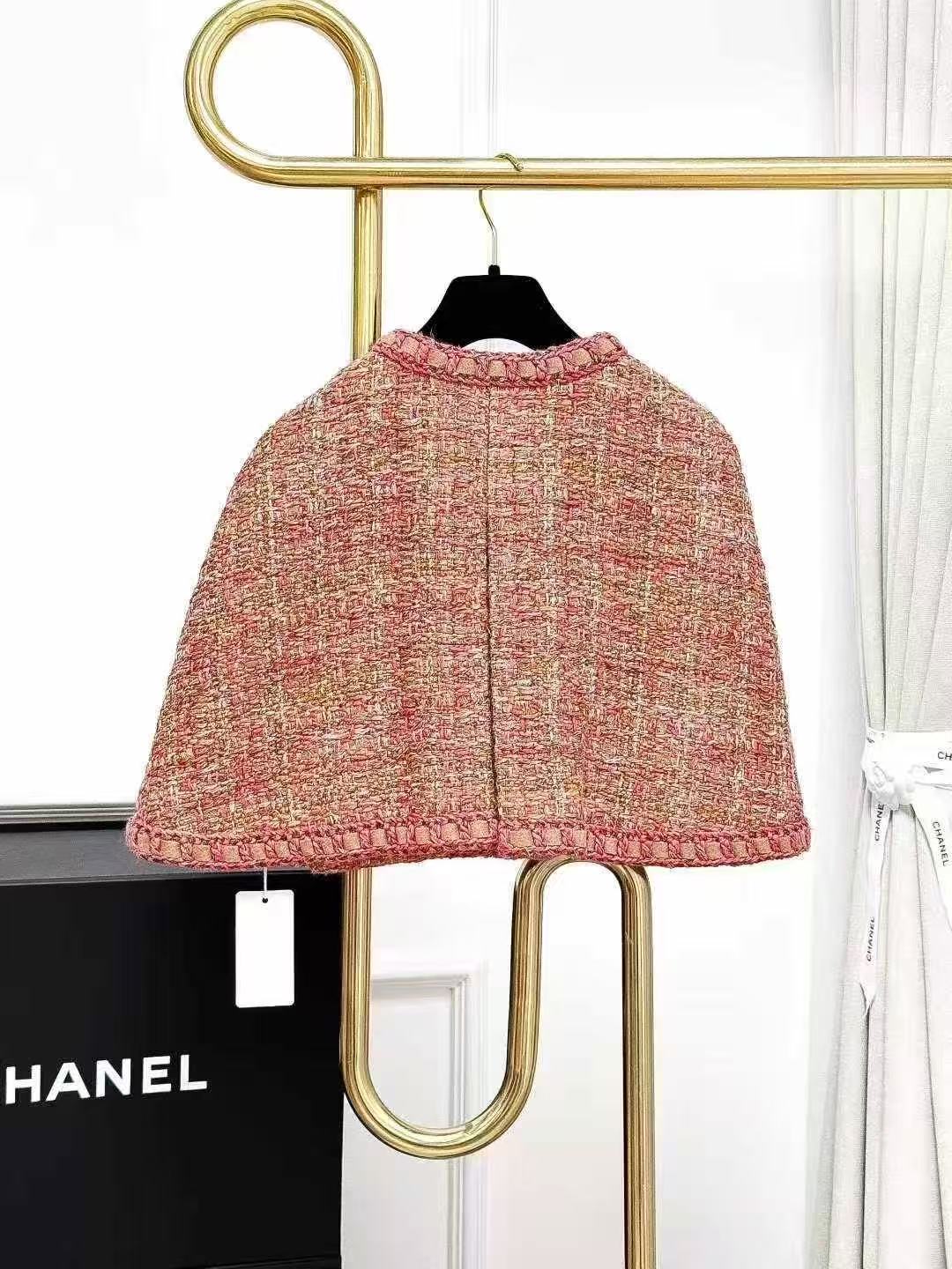 Chanel Roma Collection Orange Melange Knit Cape Dress Set