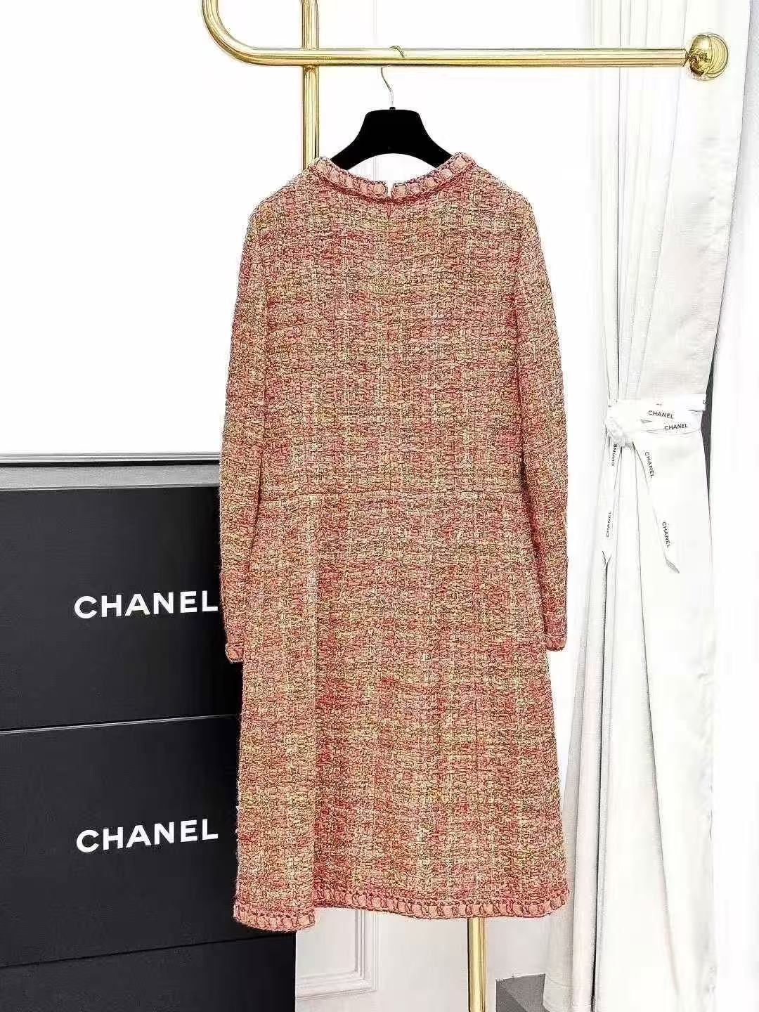 Chanel Roma Collection Orange Melange Knit Cape Dress Set