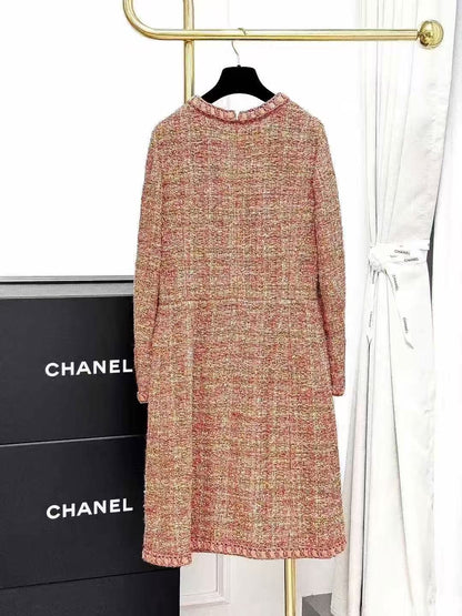 Chanel Roma Collection Orange Melange Knit Cape Dress Set