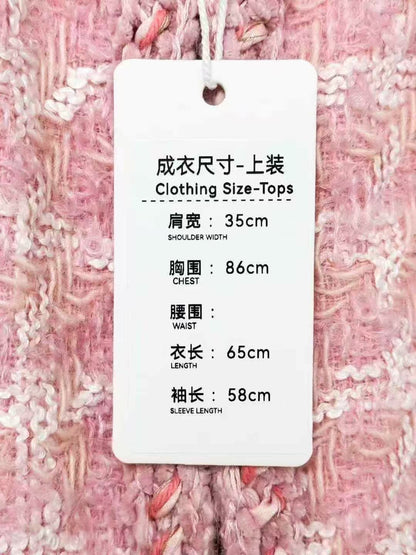 Chanel 14K Supermarket Collection Pink-White Checkered Four-Pocket Knit Jacket