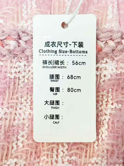 Chanel 14K Supermarket Collection Pink-White Checkered Knit High-Waisted Skirt