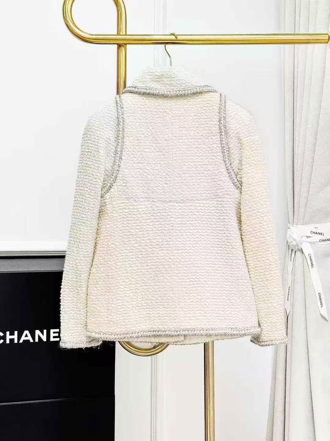 Chanel 17K Ground Control Series Cream-White Jacket with Silver Trim