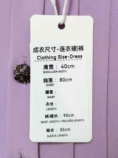 Chanel 15B Taro Purple Bow-Tie Plaid Silk Mid-Sleeve Dress