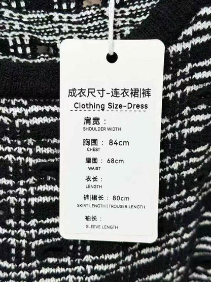 Chanel 25P Black and White Striped Knit Sleeveless Waist-Defining Tank Dress