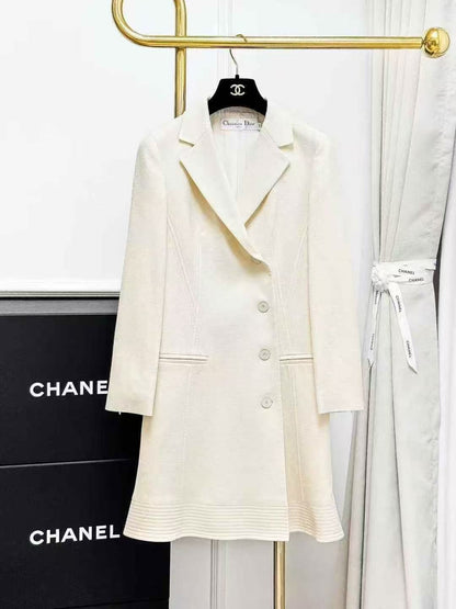 Dior Off-White Lapel-Front Wool Coat