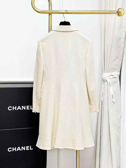 Dior Off-White Lapel-Front Wool Coat