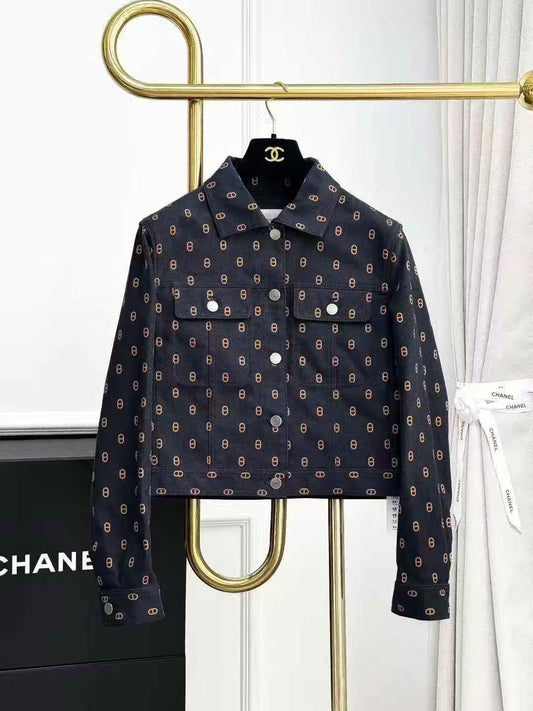Hermes 25 New Black-Gray and Orange Pig Nose Denim Jacket
