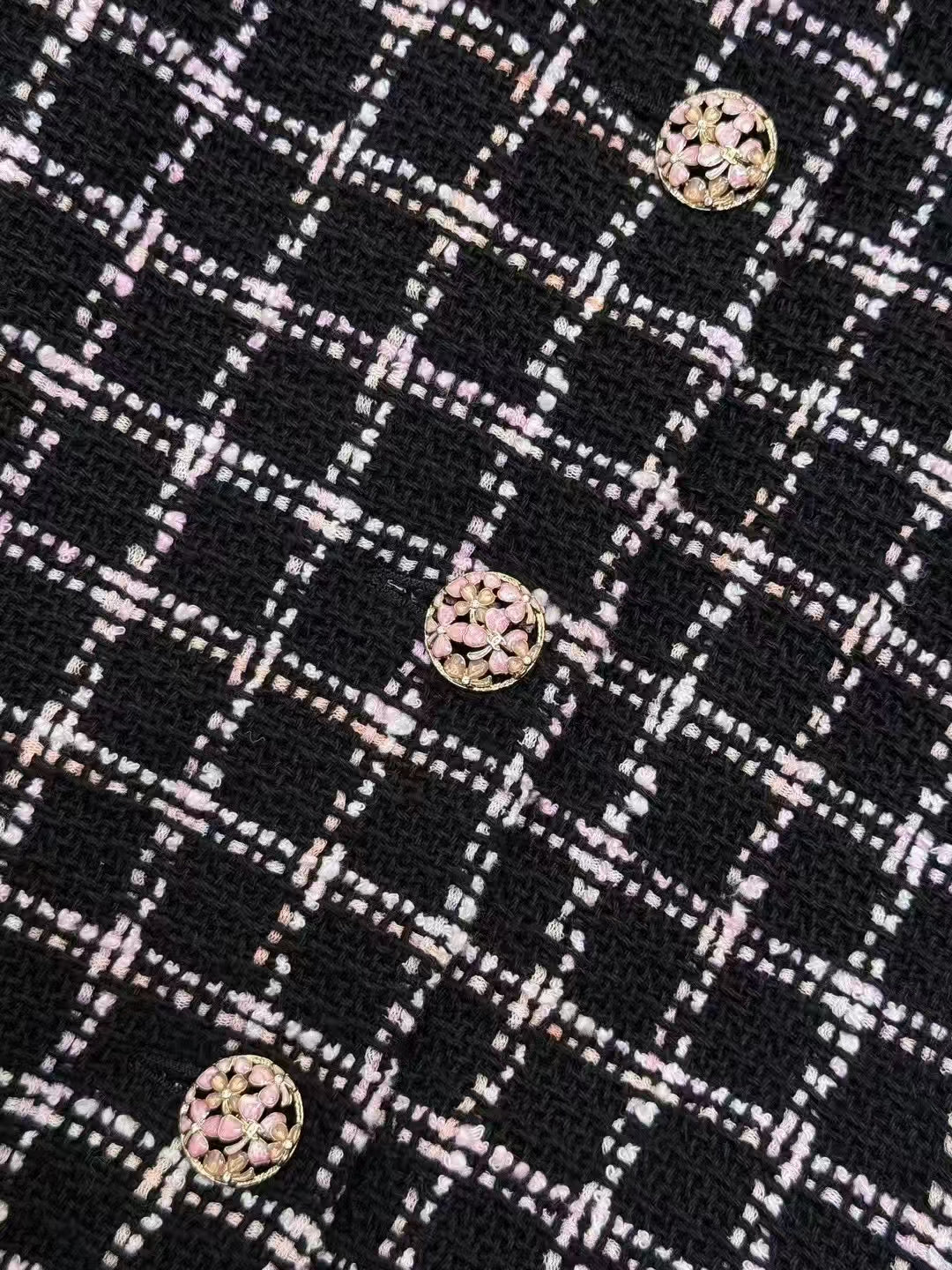 Chanel 24S Black Checkered Hooded Long Coat