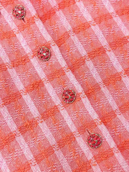 Chanel 24S Orange-Pink Tweed Maxi Dress