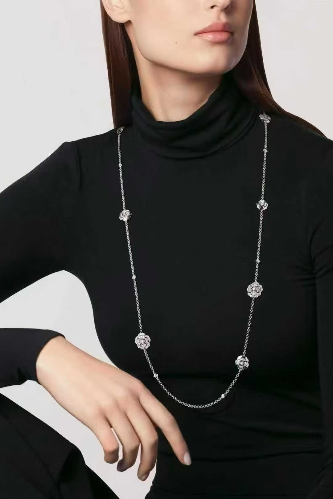 Chanel Haute Joaillerie Camelia Collection Full Diamond Camellia Long Necklace