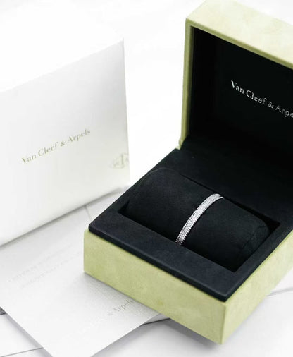 Van Cleef & Arpels Perlée Collection White Gold Single-Row Diamond-Set Bangle
