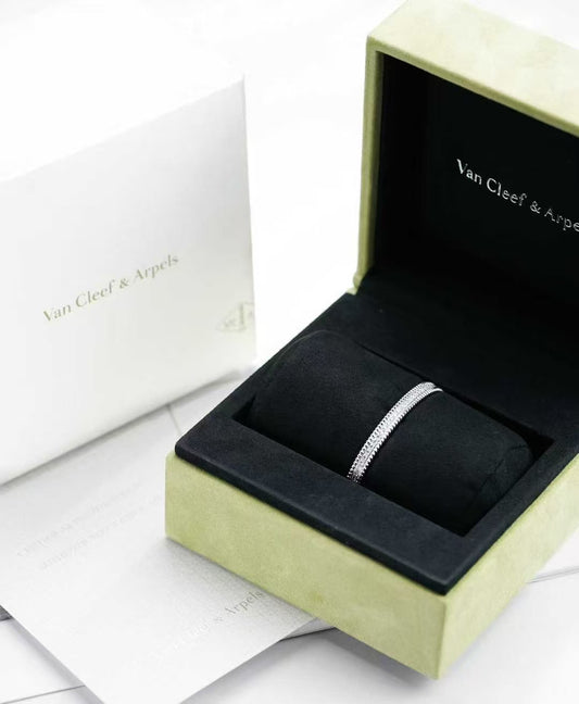 Van Cleef & Arpels Perlée Collection White Gold Single-Row Diamond-Set Bangle