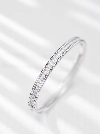 Van Cleef & Arpels Perlée Collection White Gold Single-Row Diamond-Set Bangle