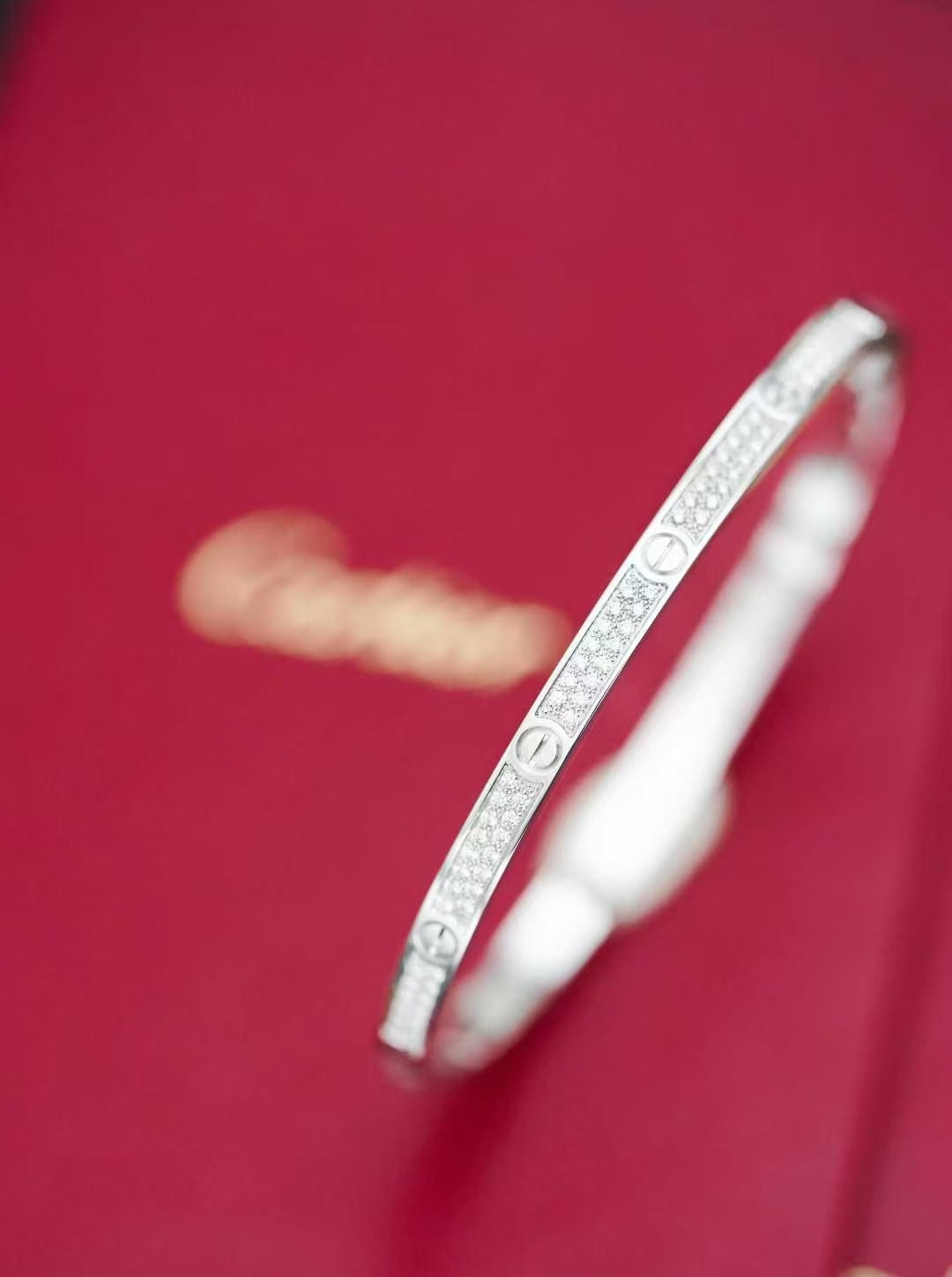 Cartier White Gold Full Diamond Narrow Love Bracelet