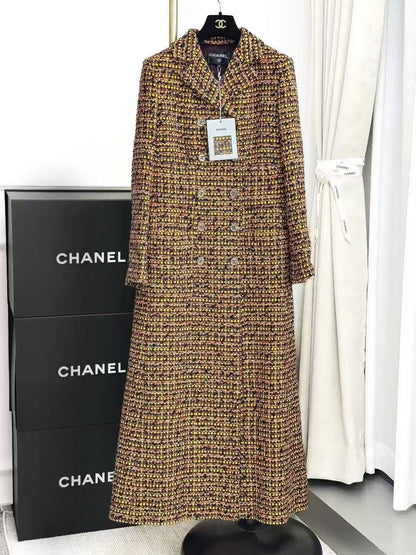Chanel 23A Dakar Collection Yellow Melange Knit Long Coat