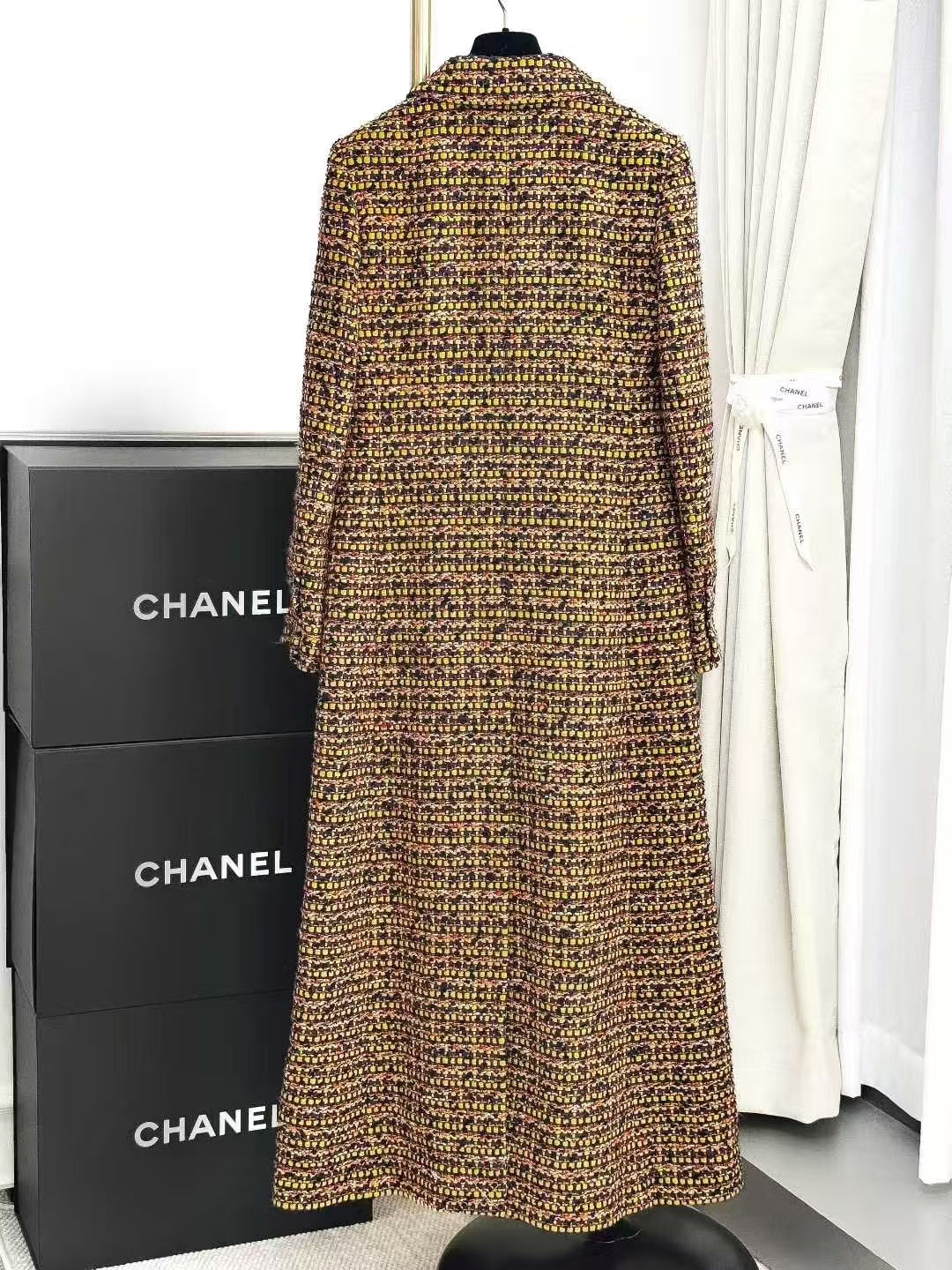 Chanel 23A Dakar Collection Yellow Melange Knit Long Coat