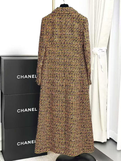 Chanel 23A Dakar Collection Yellow Melange Knit Long Coat
