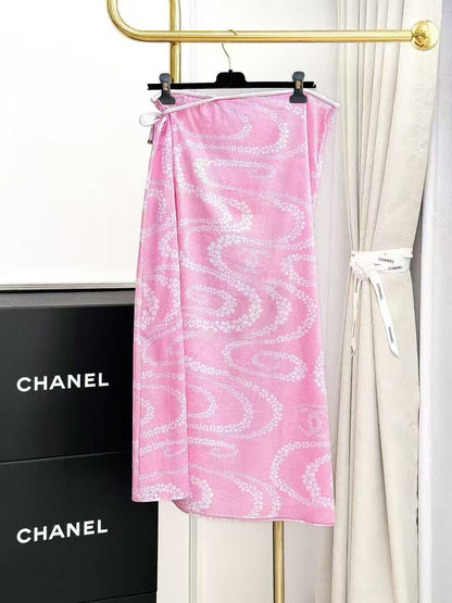 Chanel 25M Pink and White Double C Skirt
