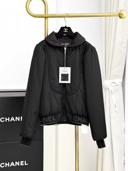 Chanel 20N Ski Collection Black Cotton Jacket with Rhinestone Logo