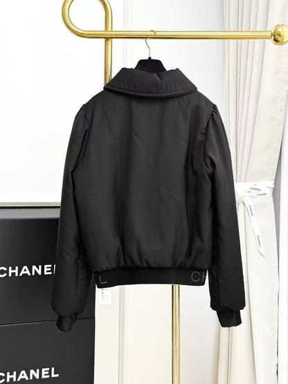 Chanel 20N Ski Collection Black Cotton Jacket with Rhinestone Logo