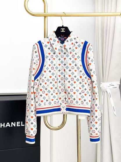 LV Heart-Print Poker Floral Reversible Jacket