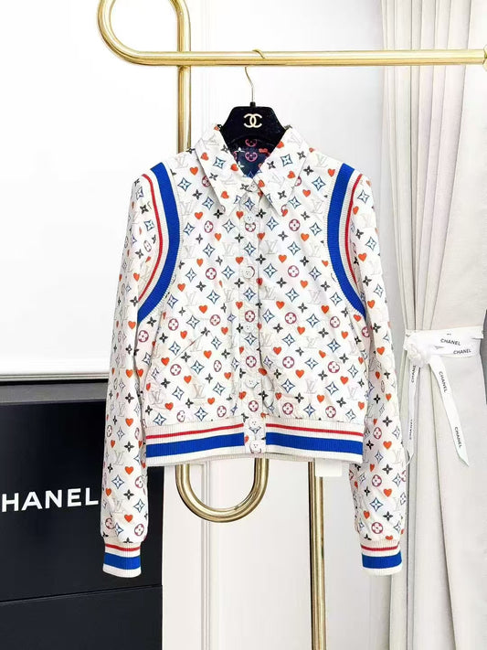 LV Heart-Print Poker Floral Reversible Jacket