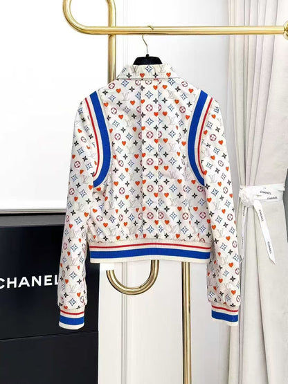 LV Heart-Print Poker Floral Reversible Jacket