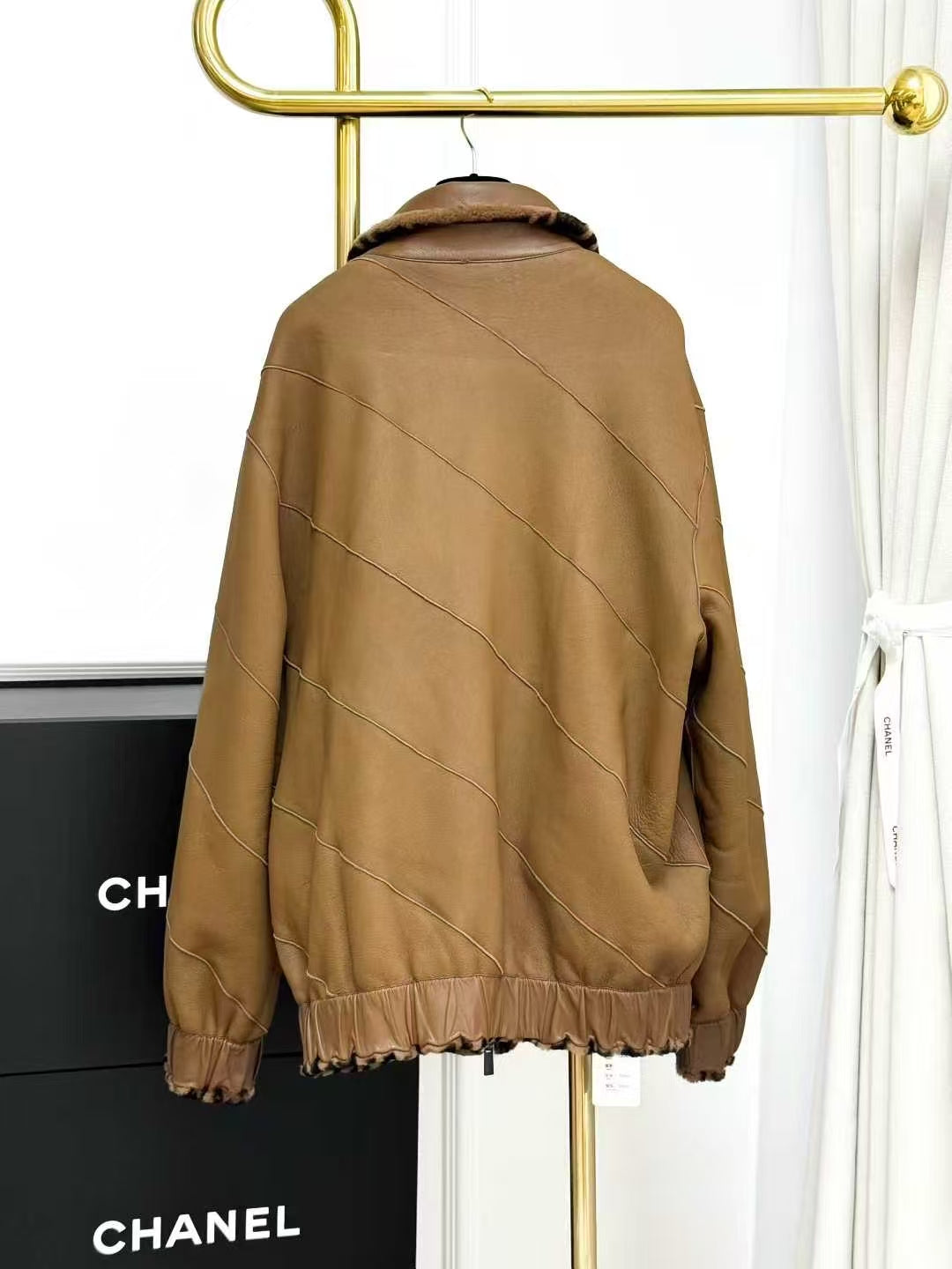 Fendi Brown Double F Logo Shearling Coat