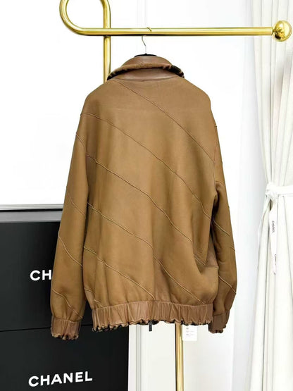 Fendi Brown Double F Logo Shearling Coat