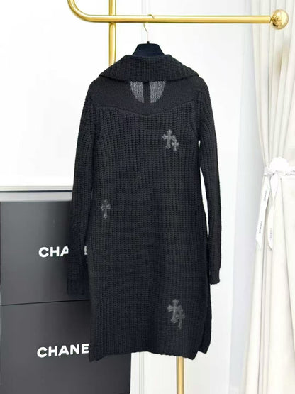 Chrome Hearts Black Cross Print Long-Sleeve Knit Sweater