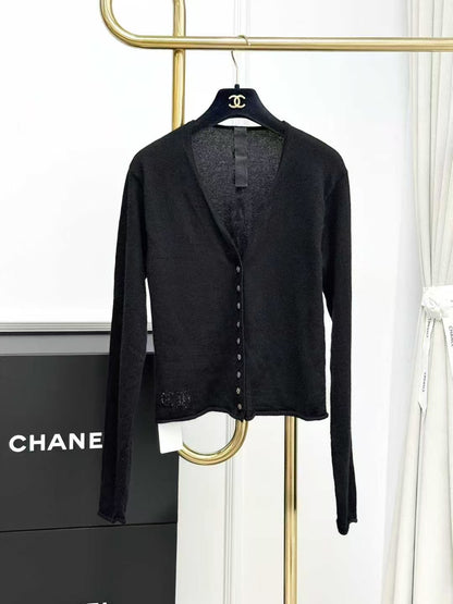 Chrome Hearts Black Knit Rhinestone Cross Cashmere Cardigan