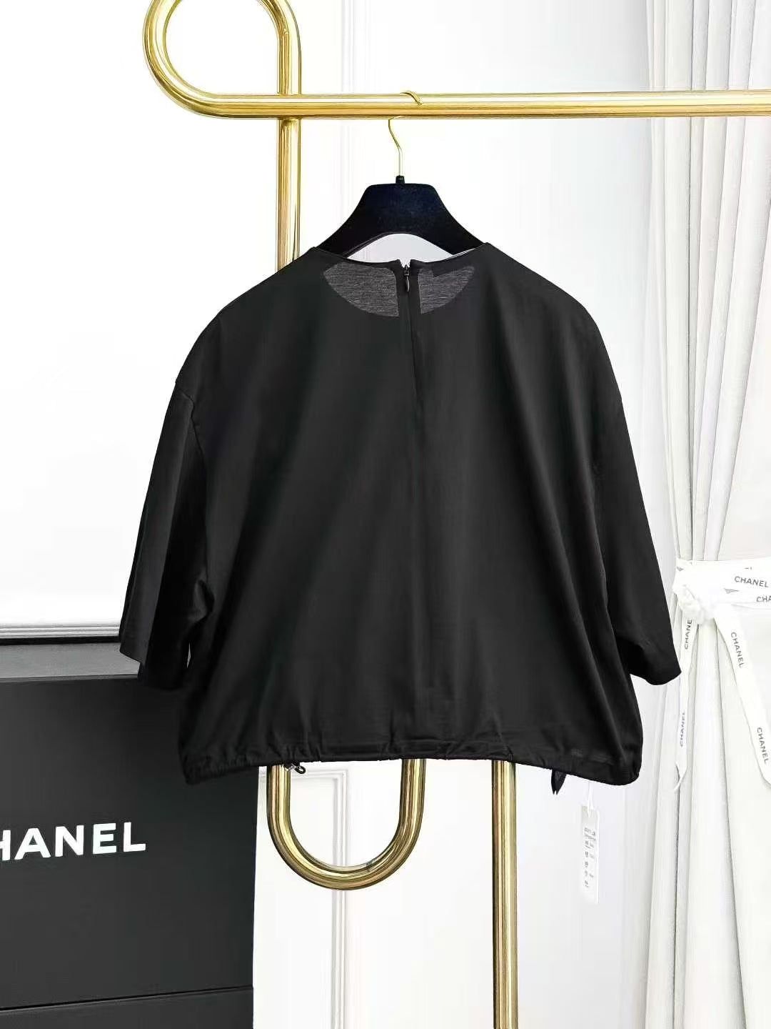 Prada Black Drawstring Nylon Mini Bag Short-Sleeve T-Shirt