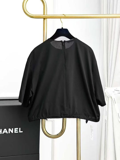 Prada Black Drawstring Nylon Mini Bag Short-Sleeve T-Shirt
