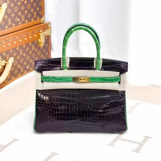 Hermes Birkin 30 N5 Gallon Purple with 1L Cactus Green