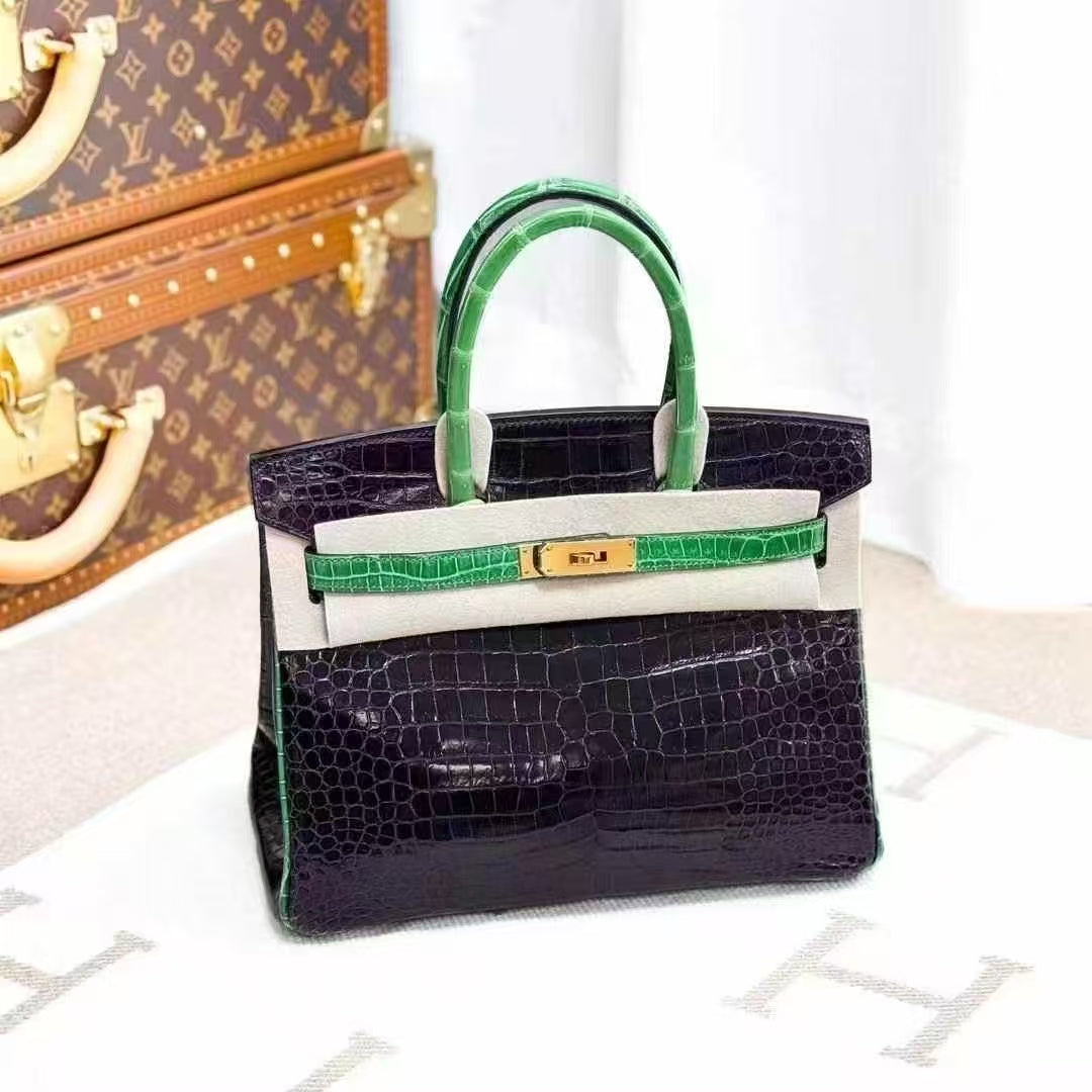 Hermes Birkin 30 N5 Gallon Purple with 1L Cactus Green