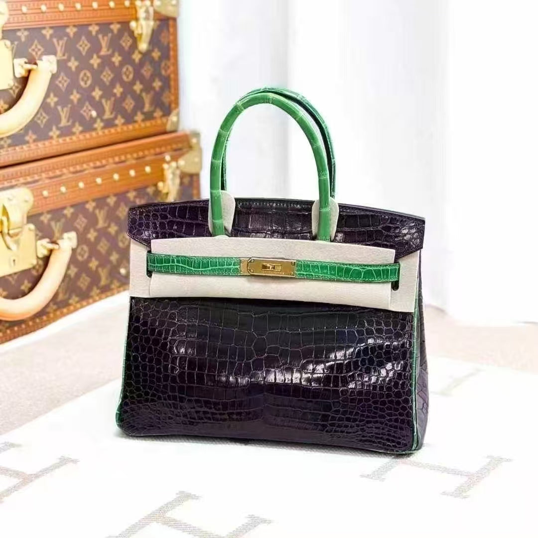 Hermes Birkin 30 N5 Gallon Purple with 1L Cactus Green