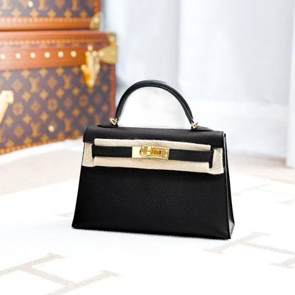 Hermes Mini Kelly Bag II with Black and Gold Epsom Leather