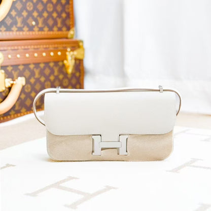 Hermes Constance elan 10" Milkshake Silver Buckle Epsom Leather