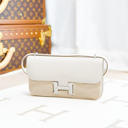 Hermes Constance elan 10" Milkshake Silver Buckle Epsom Leather