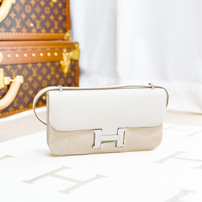Hermes Constance elan 10" Milkshake Silver Buckle Epsom Leather