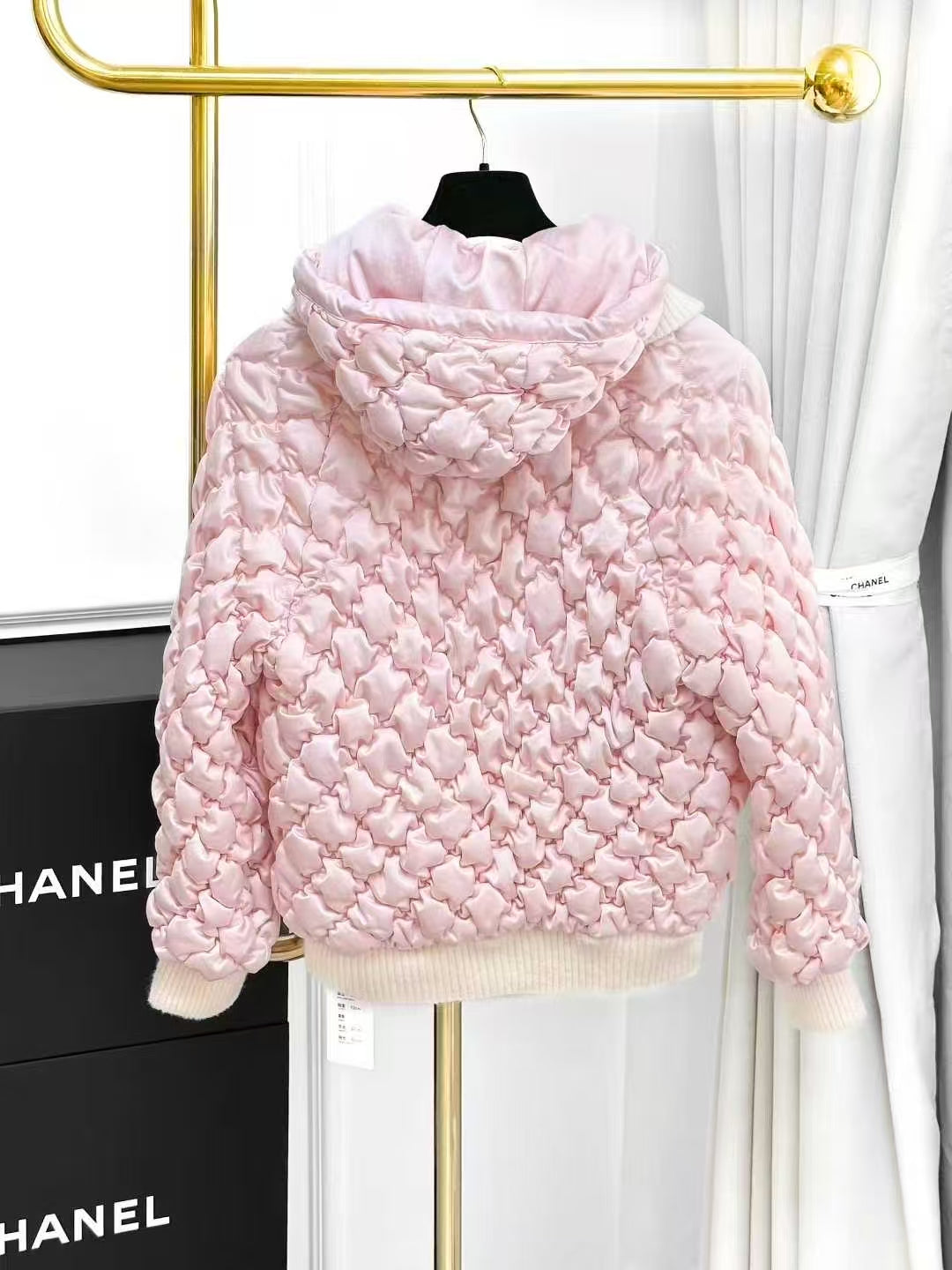 Chanel 22N Ski Collection Must-Have Pink Quilted Hooded Long-Sleeve Jacket