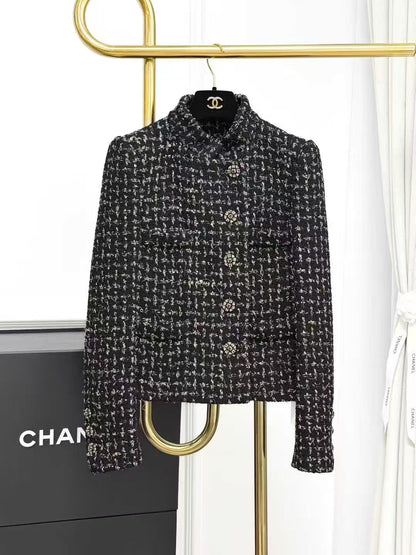 Chanel 22K Black and Brown Collared Long-Sleeve Jacket