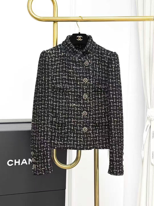 Chanel 22K Black and Brown Collared Long-Sleeve Jacket