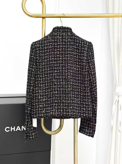 Chanel 22K Black and Brown Collared Long-Sleeve Jacket