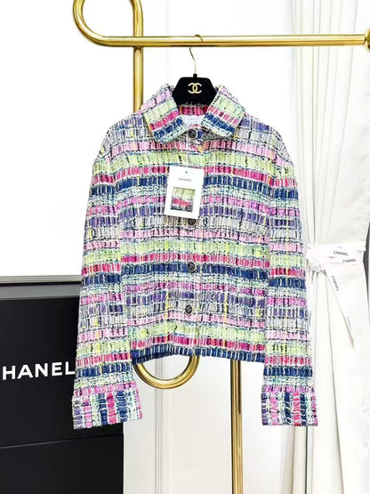 Chanel 21P Colorful Tweed Knit Long-Sleeve Jacket